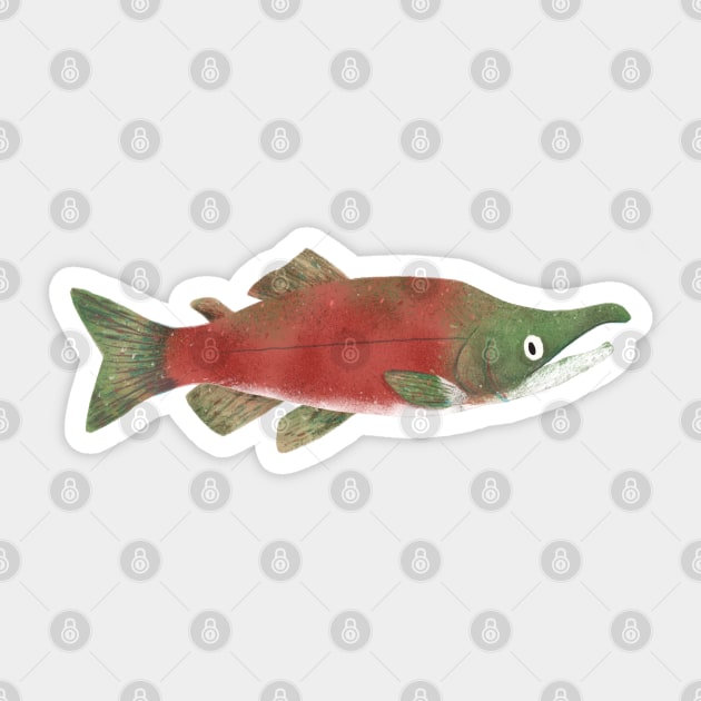 Little Sockeye Salmon Sticker by tarynosaurus